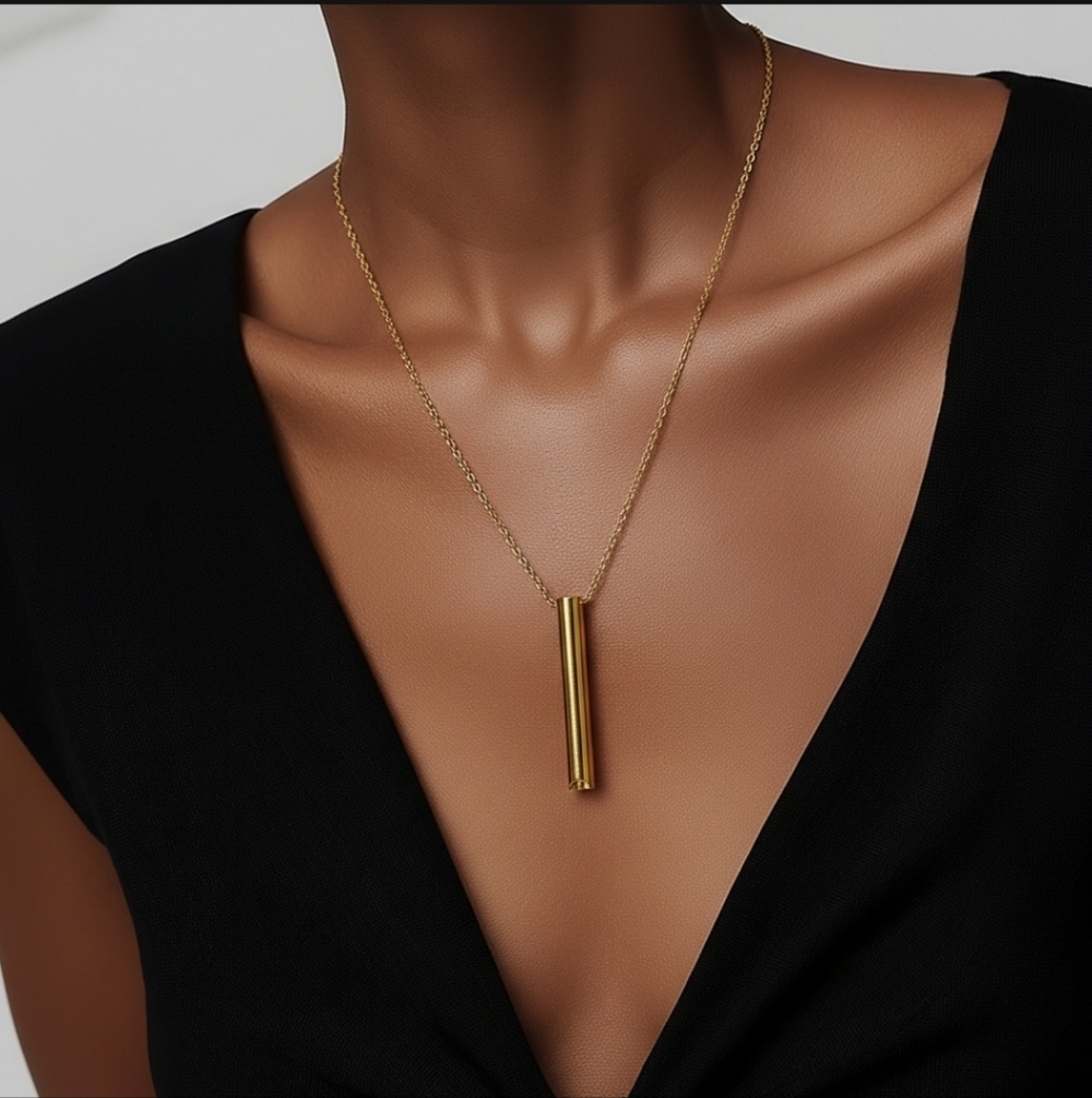 Breathing Necklace For Anxiety Sleek Gold Bar Design